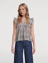 Idris Cotton Silk Blouse Batik Print