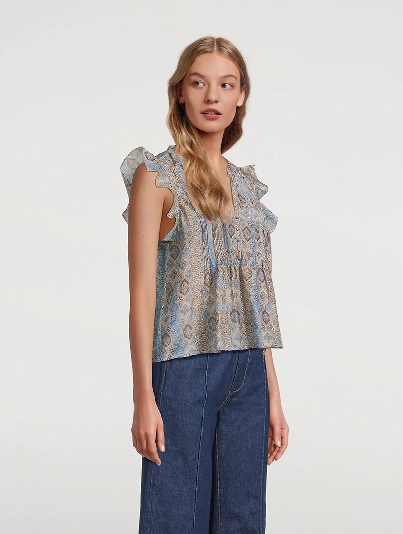 Idris Cotton Silk Blouse Batik Print