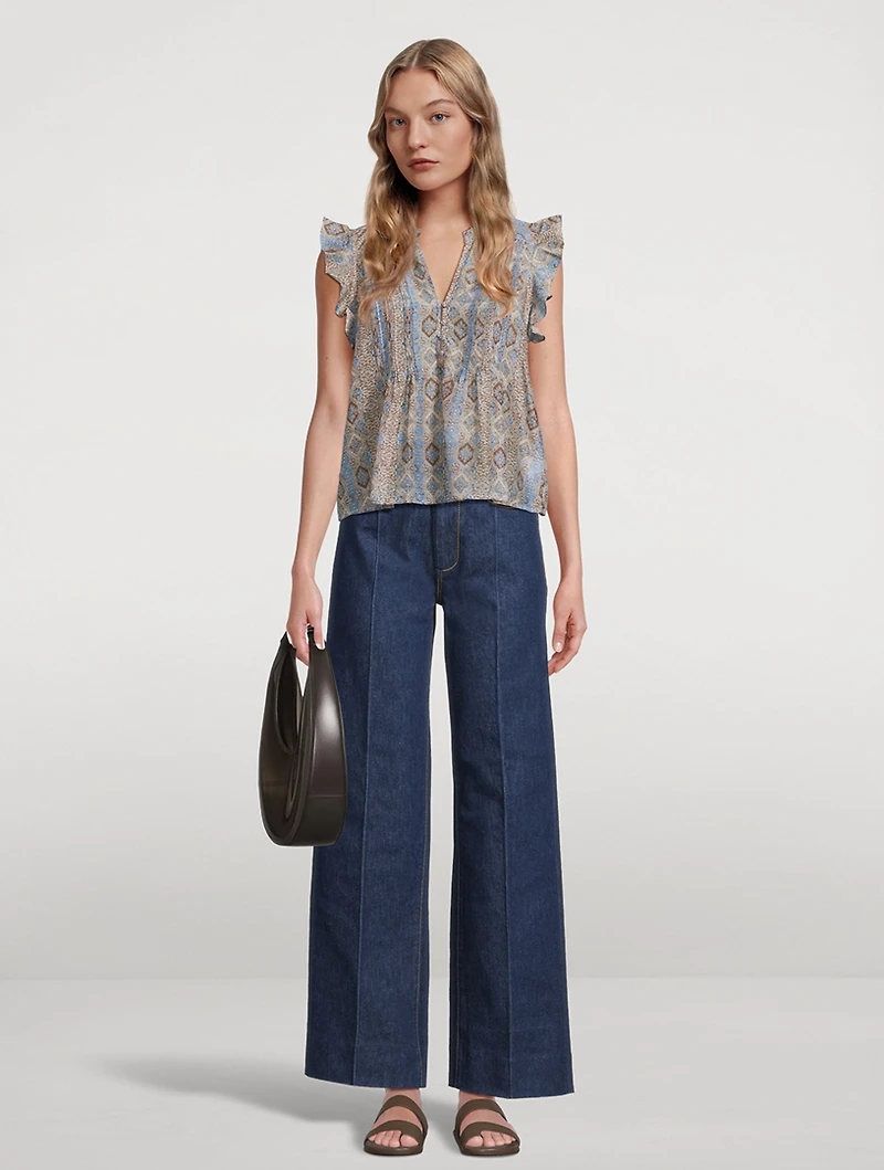 Idris Cotton Silk Blouse Batik Print