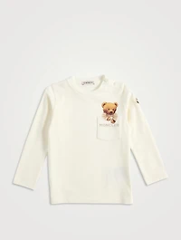 Teddy Bear Motif Cotton T-Shirt