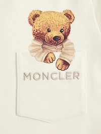 Teddy Bear Motif Cotton T-Shirt