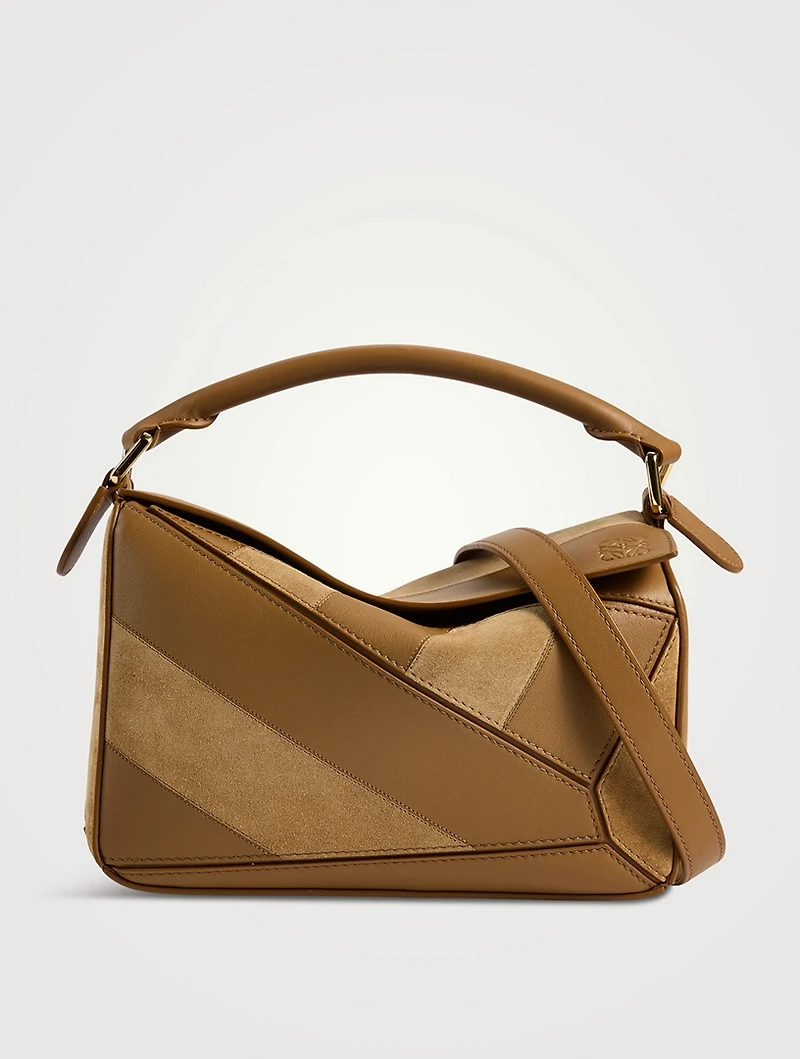 Small Puzzle Patchwork Leather And Suede Bag