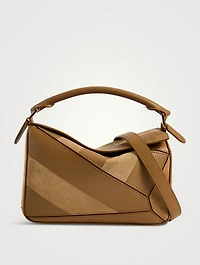 Small Puzzle Patchwork Leather And Suede Bag