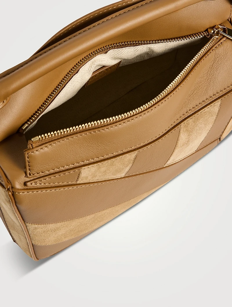 Small Puzzle Patchwork Leather And Suede Bag