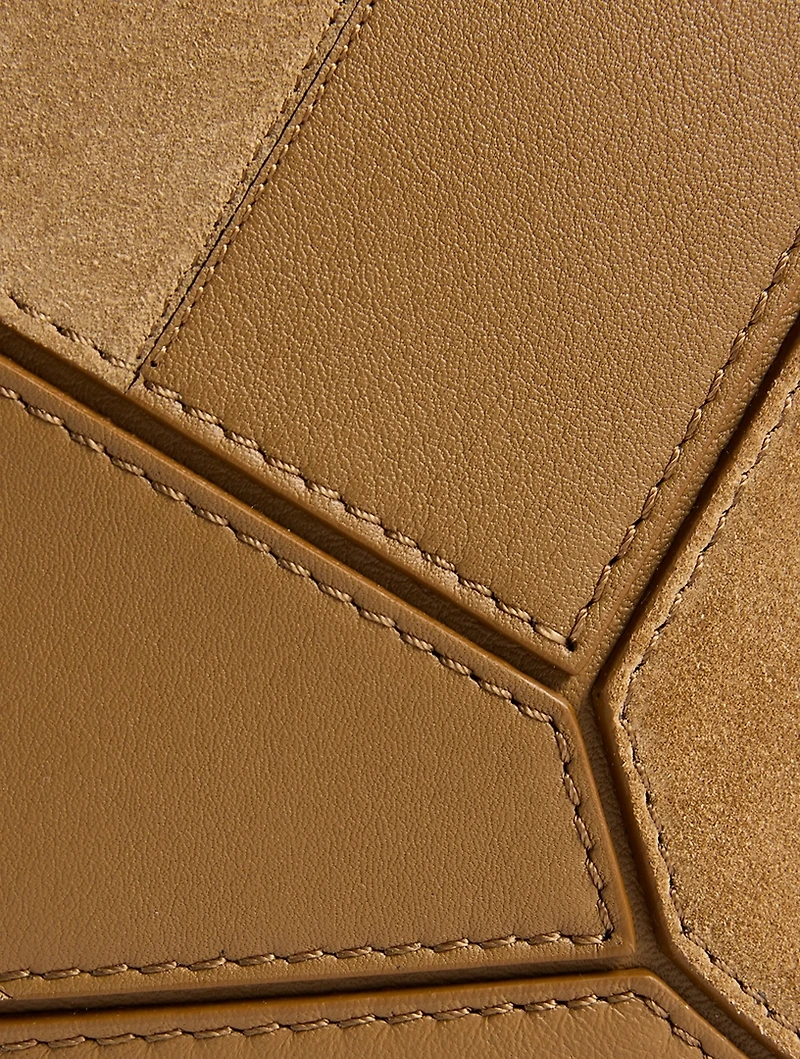 Small Puzzle Patchwork Leather And Suede Bag