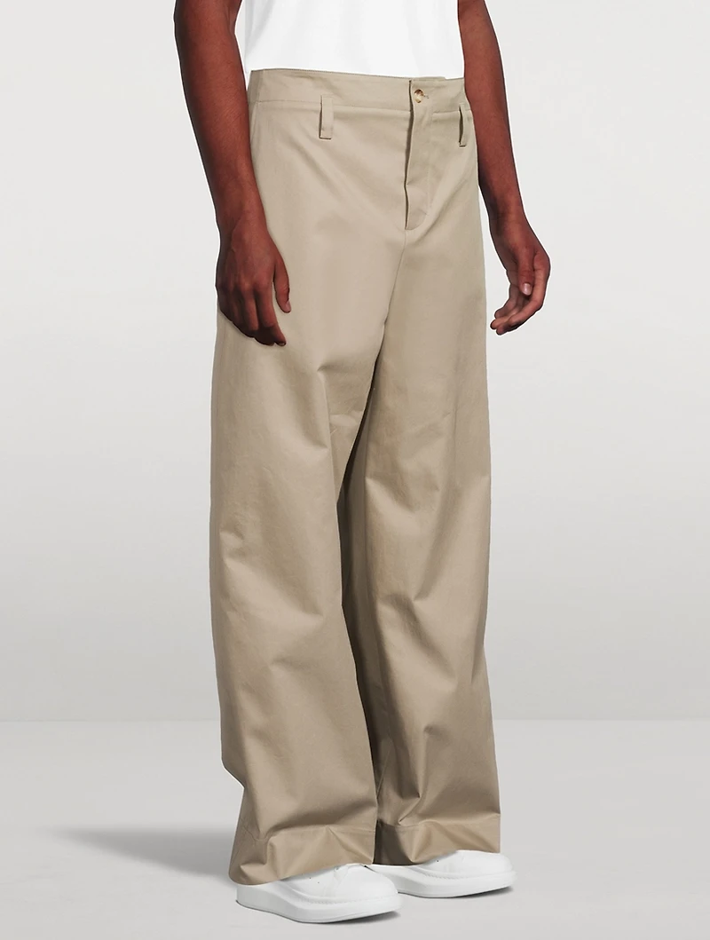 Wide-Leg Chino Pants