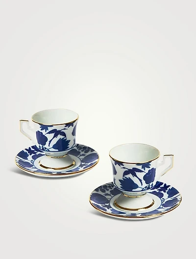 Set Of Two Espresso Cups And Saucers
