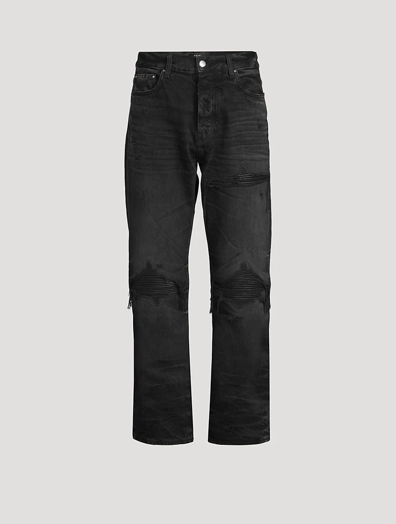 MX1 Straight-Leg Jeans With Leather