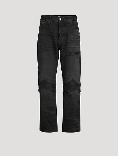 MX1 Straight-Leg Jeans With Leather