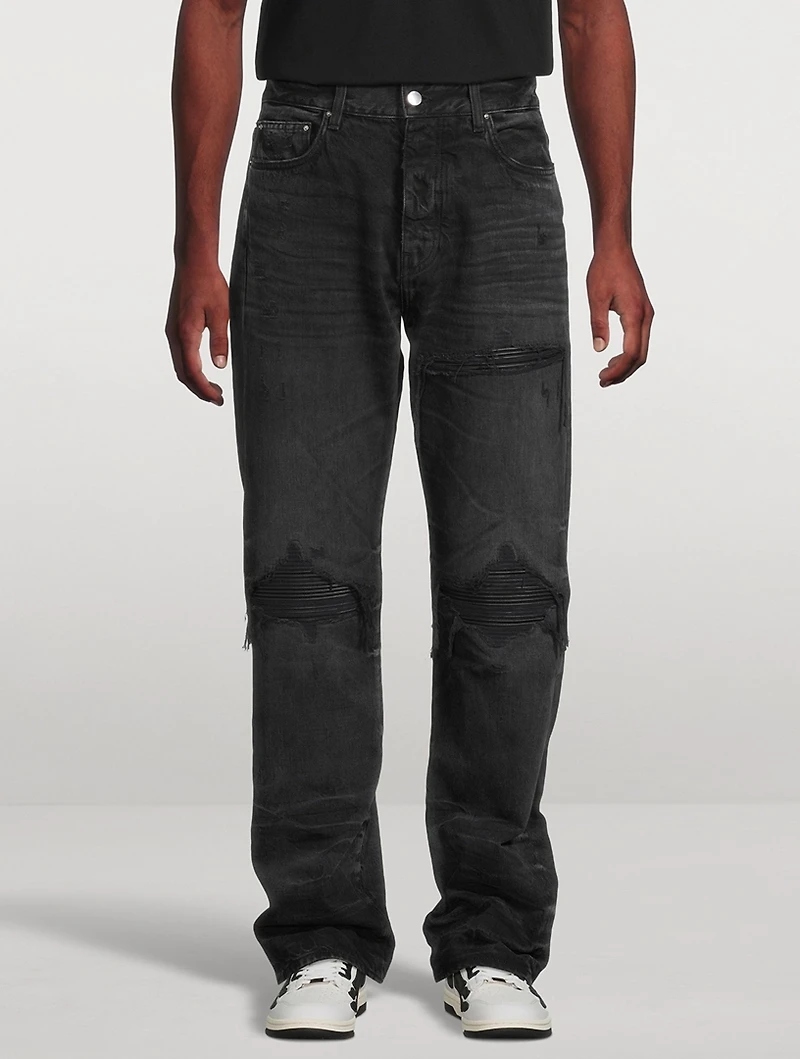 MX1 Straight-Leg Jeans With Leather