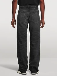 MX1 Straight-Leg Jeans With Leather