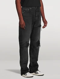 MX1 Straight-Leg Jeans With Leather