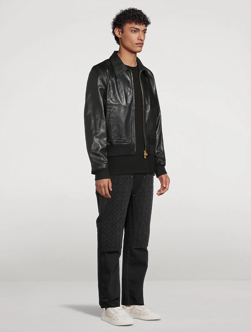 Leather Blouson Jacket