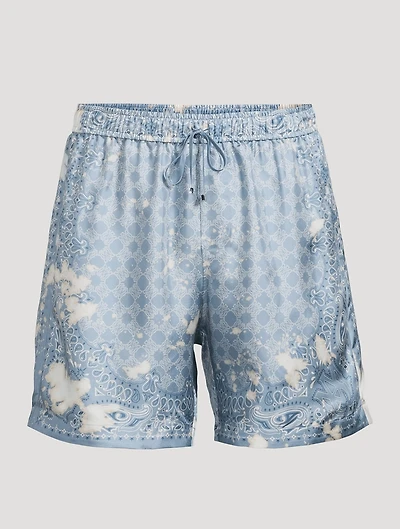 Silk Bleach Bandana Shorts