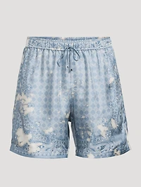 Silk Bleach Bandana Shorts