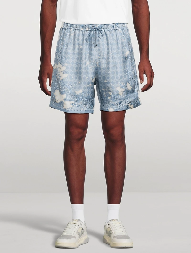 Silk Bleach Bandana Shorts