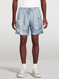 Silk Bleach Bandana Shorts