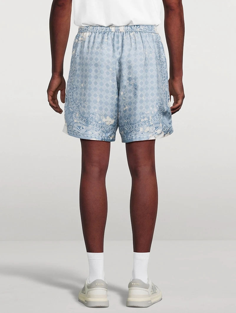 Silk Bleach Bandana Shorts