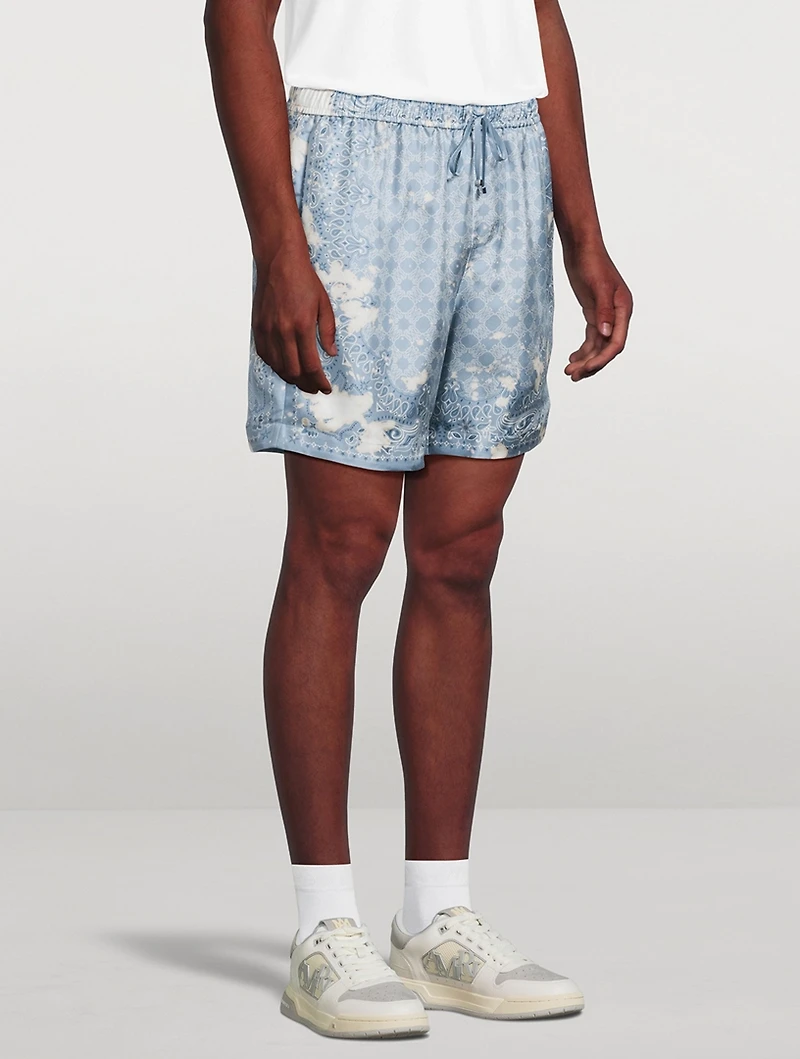 Silk Bleach Bandana Shorts