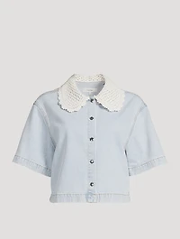 The Crochet Collar Denim Shirt