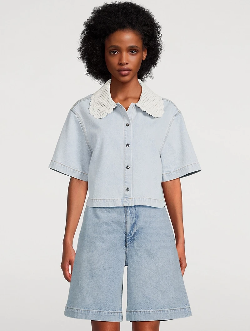 The Crochet Collar Denim Shirt