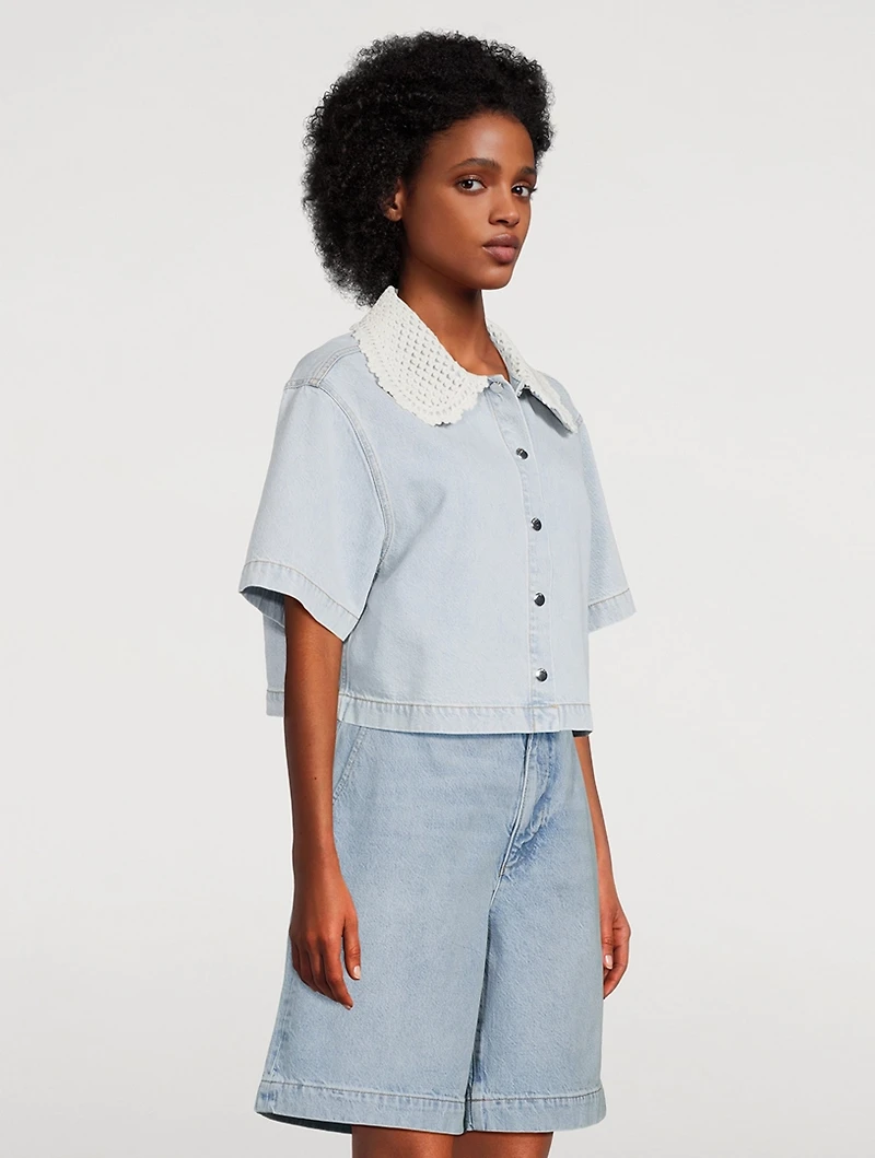The Crochet Collar Denim Shirt