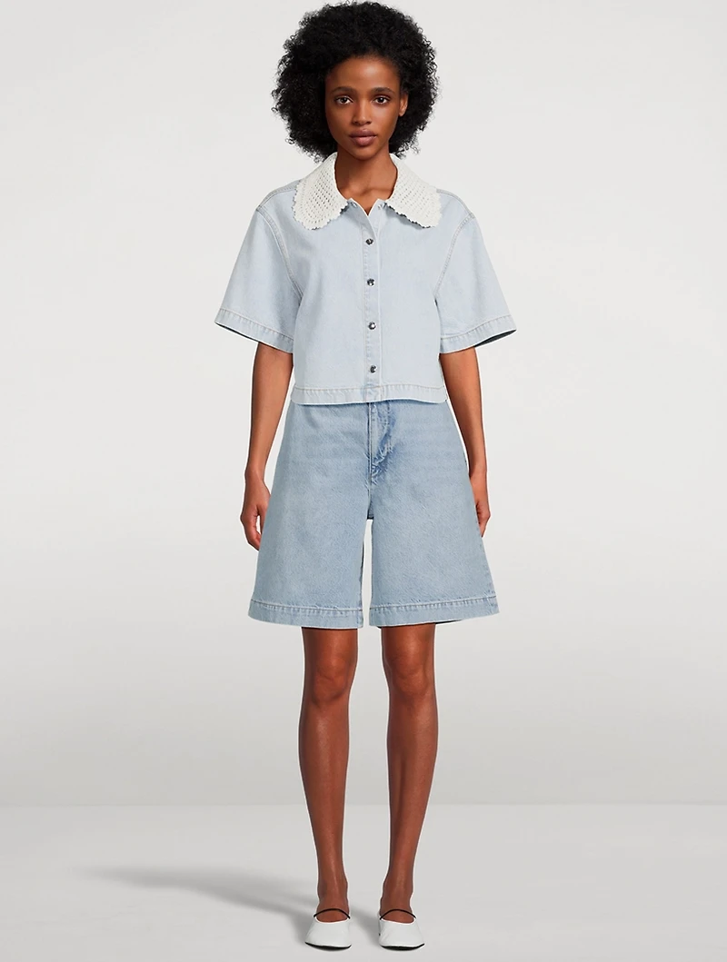 The Crochet Collar Denim Shirt