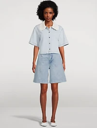 The Crochet Collar Denim Shirt