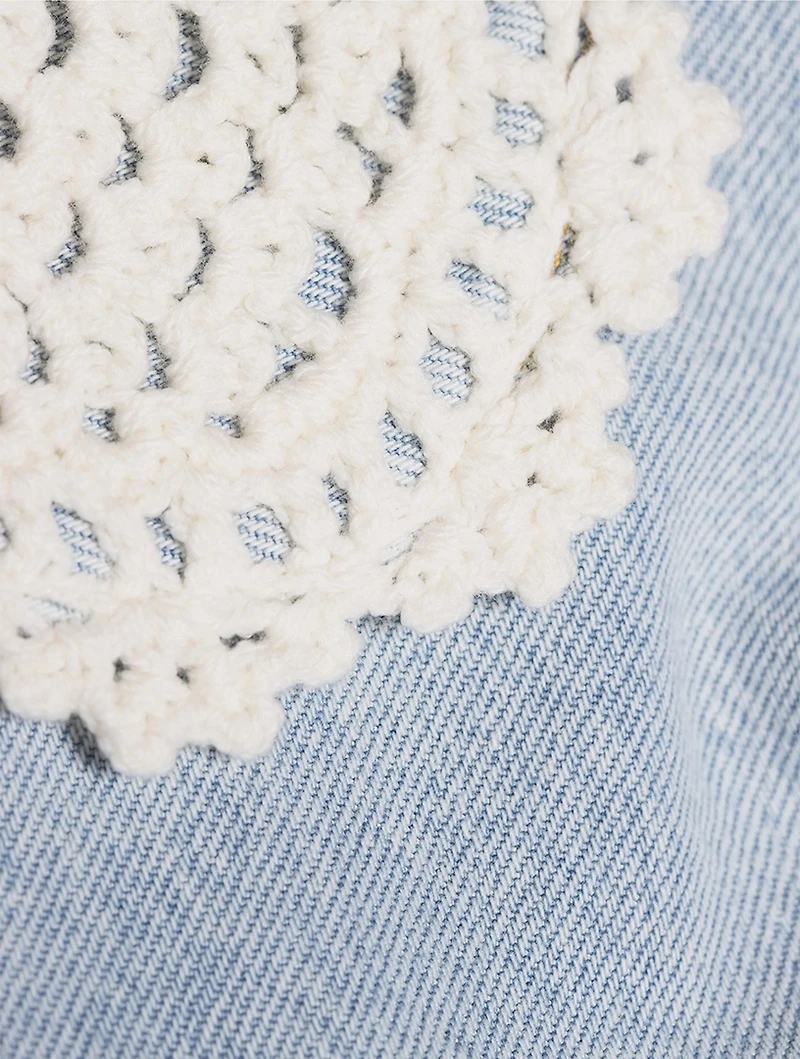 The Crochet Collar Denim Shirt
