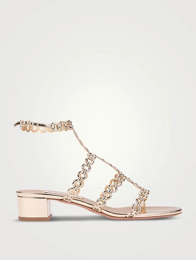 Infinity Chain Metallic Leather Sandals