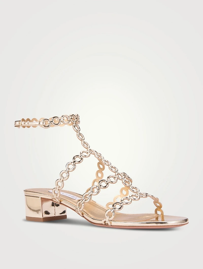 Infinity Chain Metallic Leather Sandals