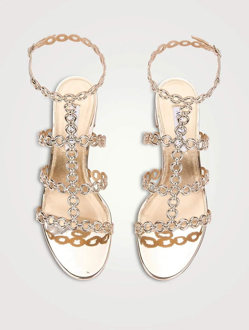 Infinity Chain Metallic Leather Sandals