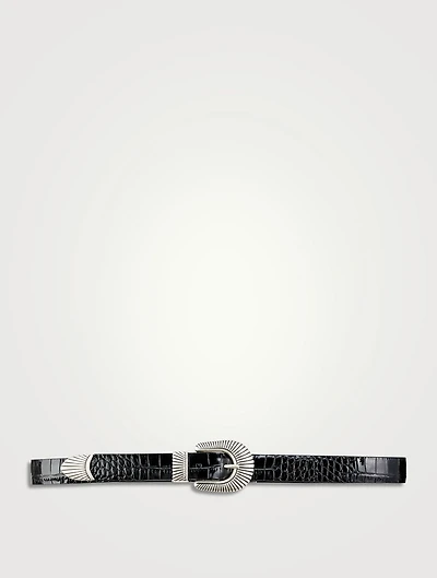 Cowboy Croc-Embossed Leather Belt