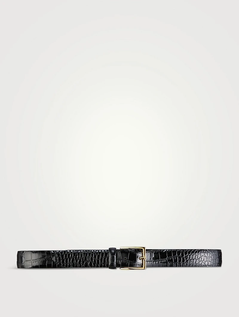 Croc-Embossed Leather Belt