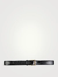 Croc-Embossed Leather Belt