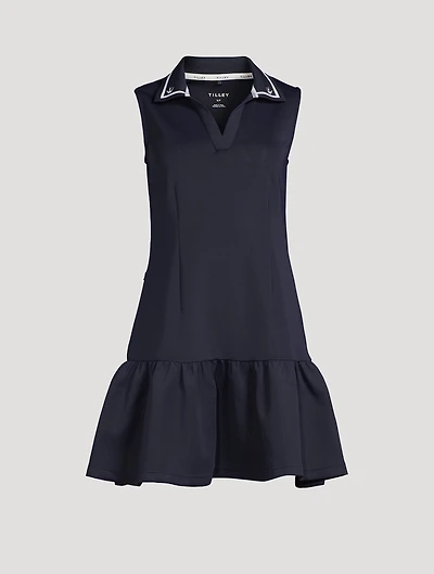 Ruffled Scuba Polo Dress