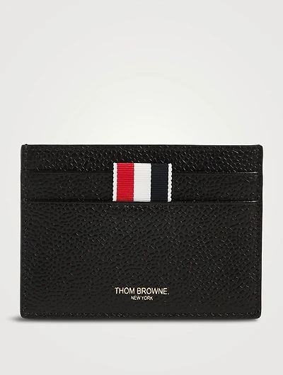 Leather Card Holder With Goose Embroidery