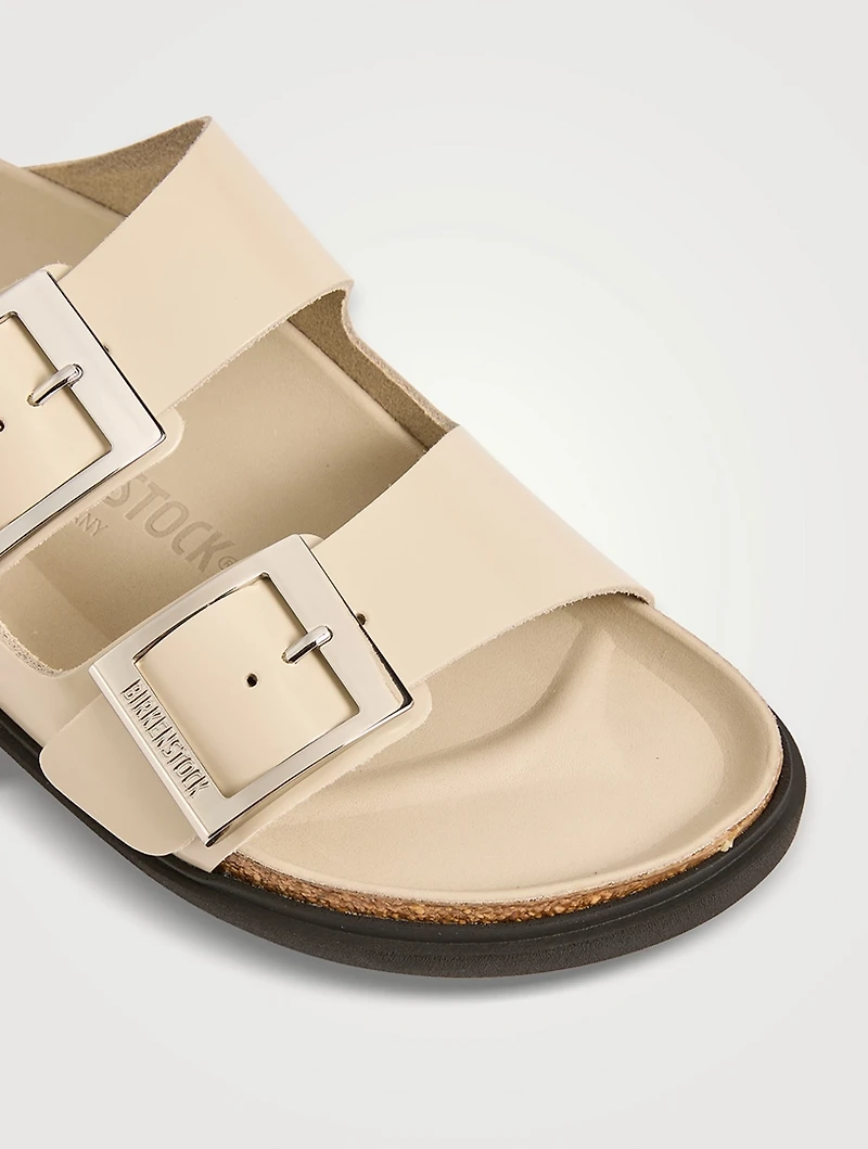 Arizona Droplet Buckle Patent Leather Slide Sandals