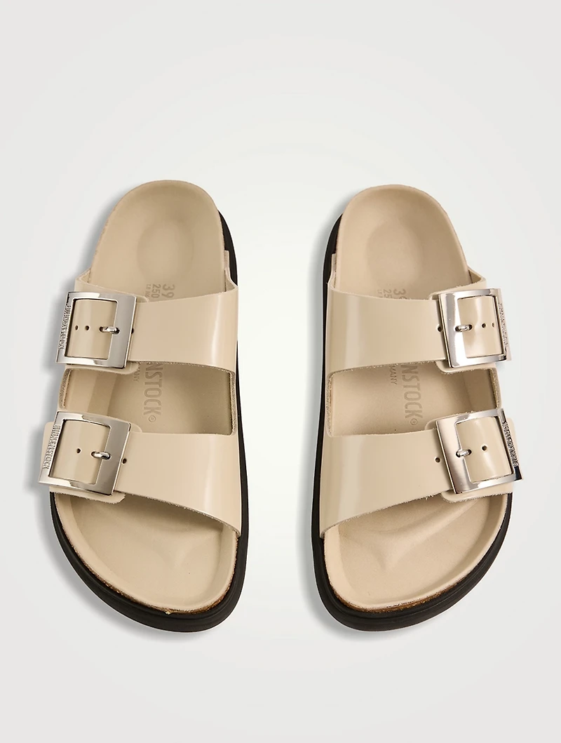 Arizona Droplet Buckle Patent Leather Slide Sandals