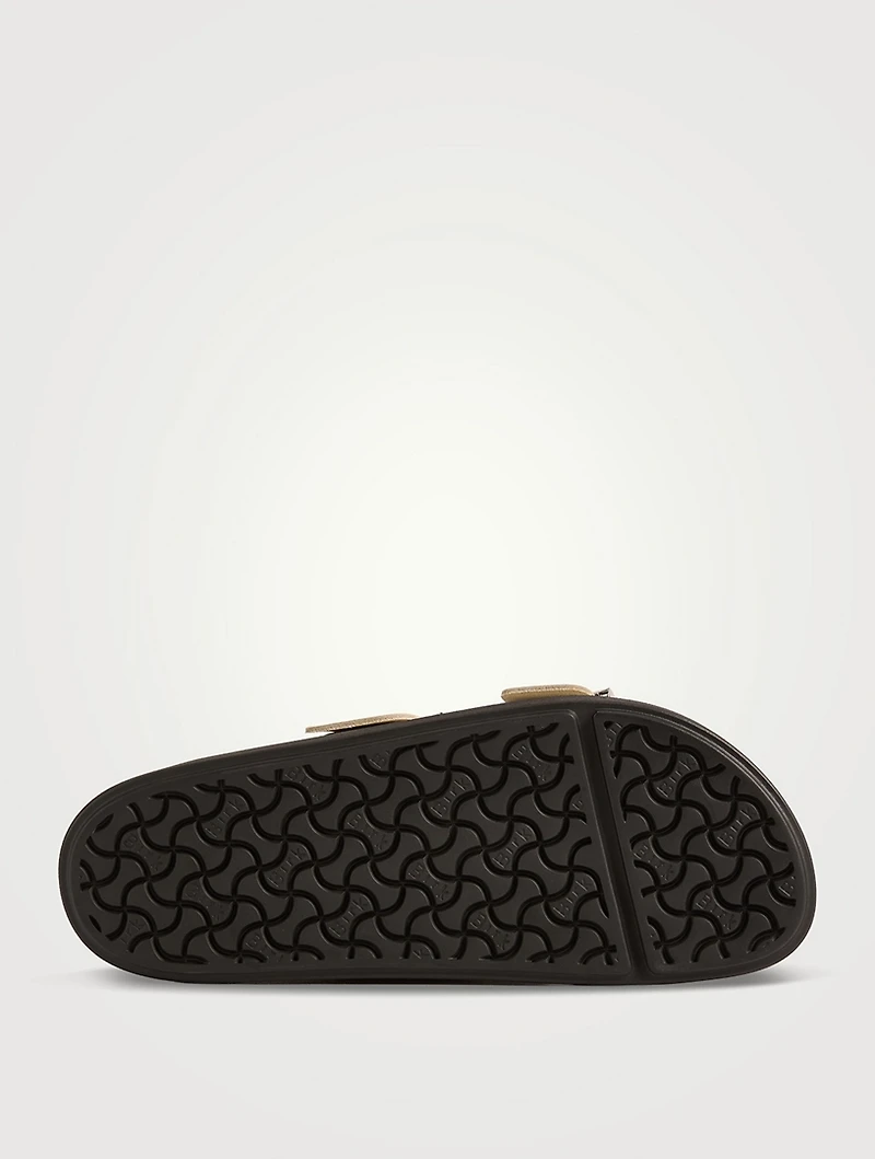 Arizona Droplet Buckle Patent Leather Slide Sandals