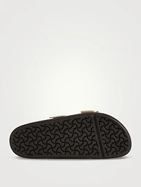 Arizona Droplet Buckle Patent Leather Slide Sandals