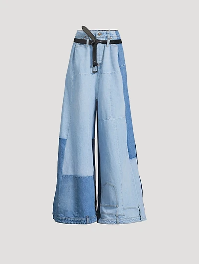 Patchwork Wide-Leg Jeans