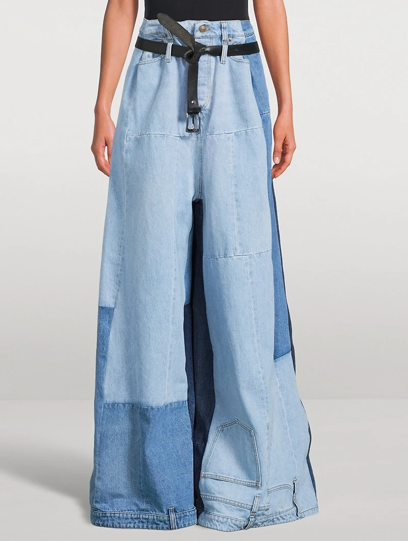 Patchwork Wide-Leg Jeans