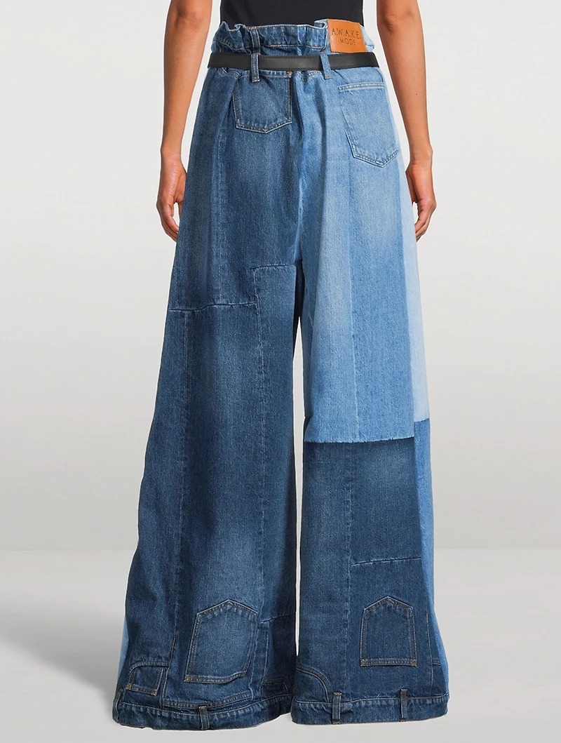 Patchwork Wide-Leg Jeans