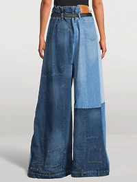 Patchwork Wide-Leg Jeans