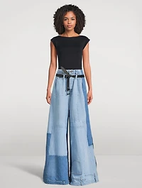 Patchwork Wide-Leg Jeans