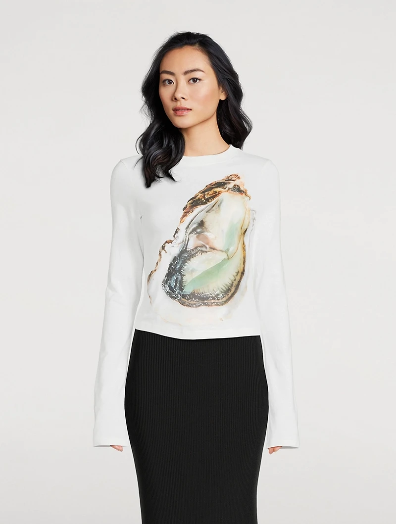 Long-Sleeve T-Shirt Oyster Print