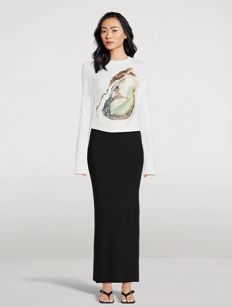 Long-Sleeve T-Shirt Oyster Print