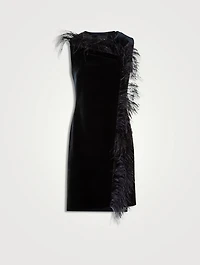 Feather-Trimmed Mini Dress