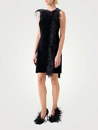 Feather-Trimmed Mini Dress